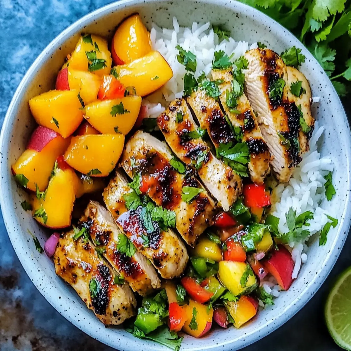 Cilantro-Lime Chicken Bowls with Peach Salsa