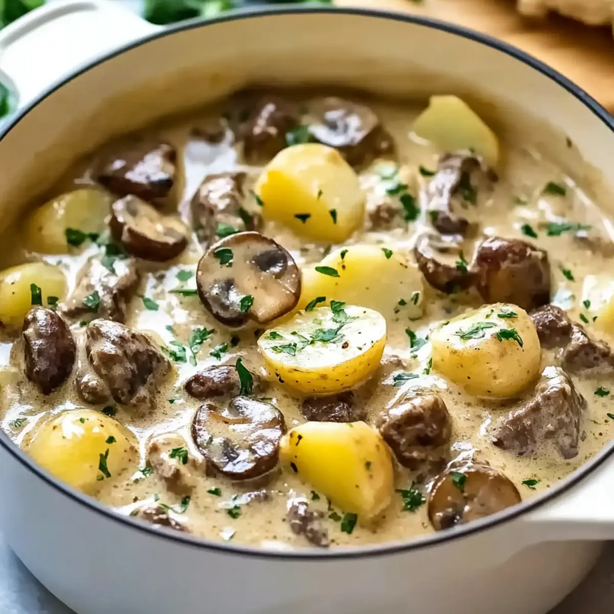 Creamy Garlic Mushroom Beef