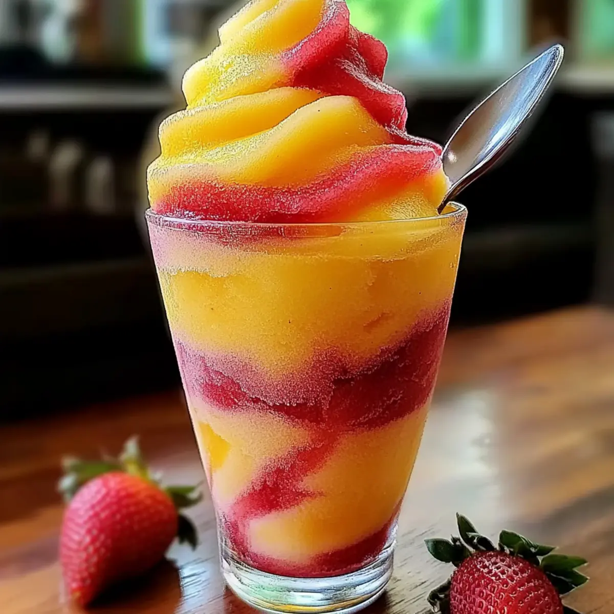 Pineapple Strawberry Swirled Slushies