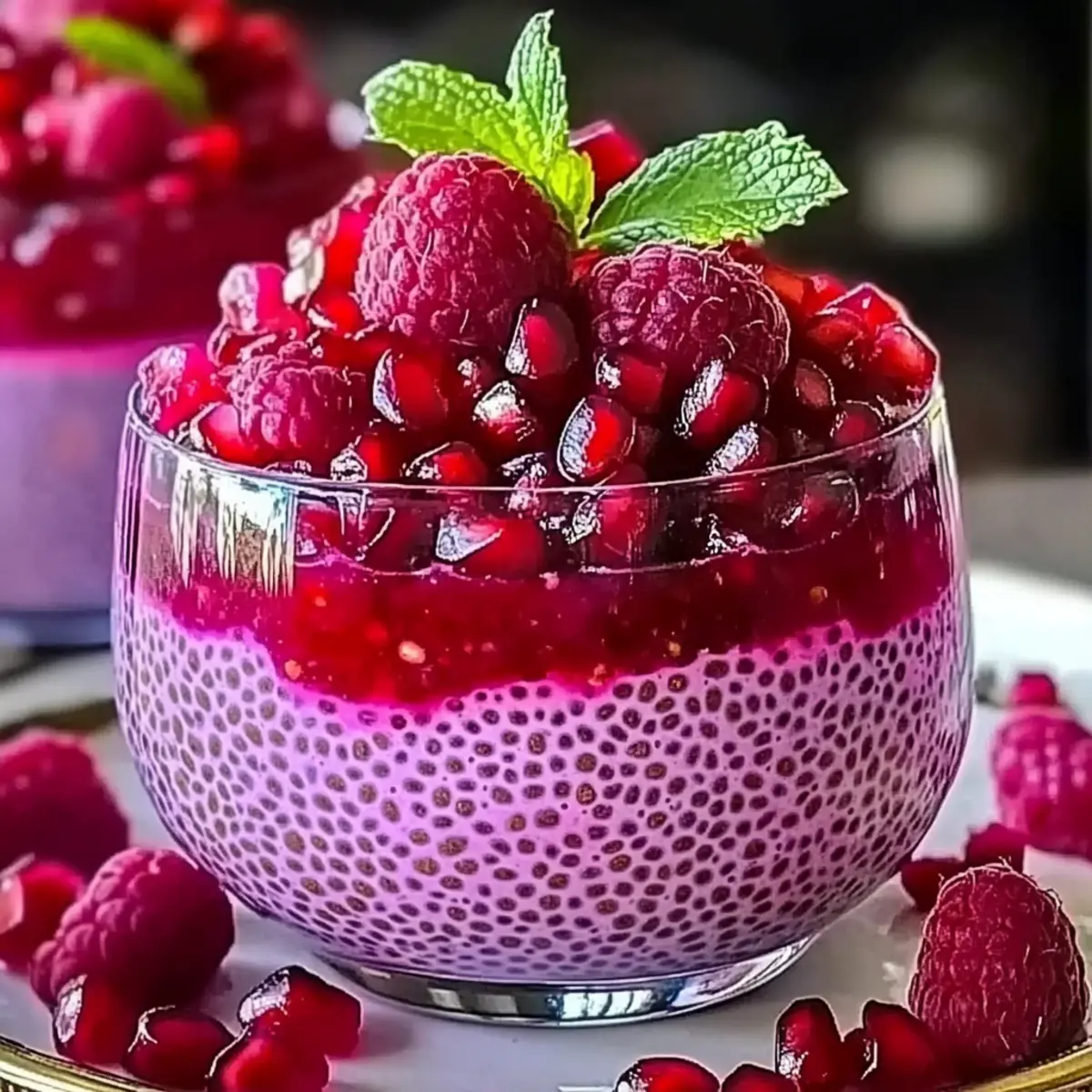 Pomegranate Raspberry Chia Dessert