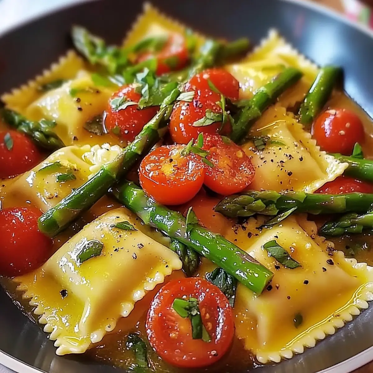 Ravioli with Tomatoes and Asparagus