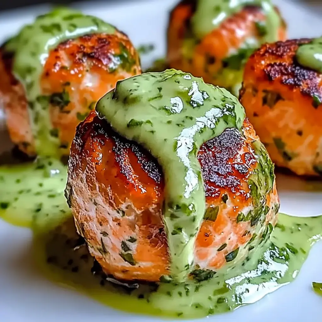 Salmon Balls with Creamy Avocado Sauce