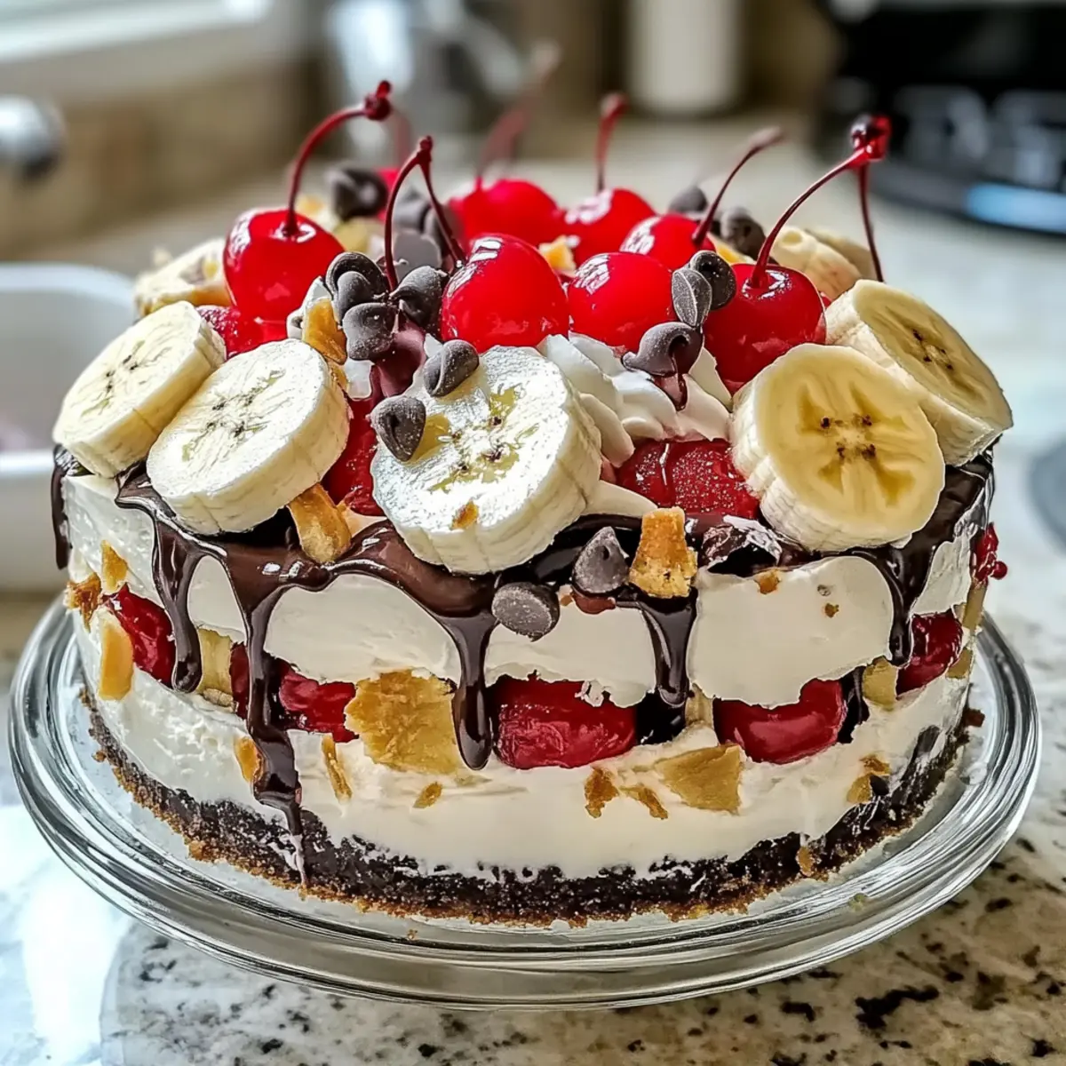 No Bake Banana Split Cheesecake
