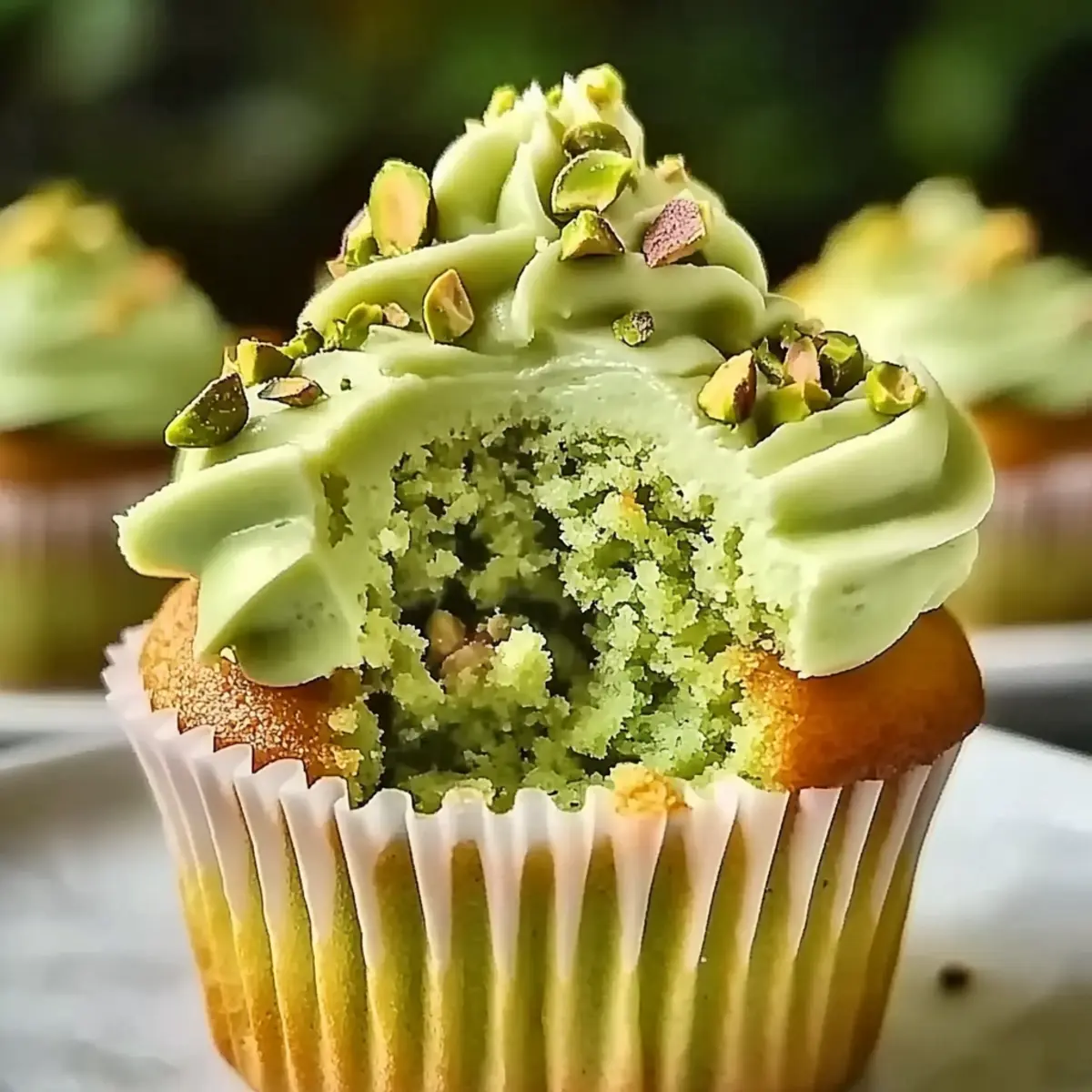 Pistachio Cupcakes with Vanilla Buttercream Frosting