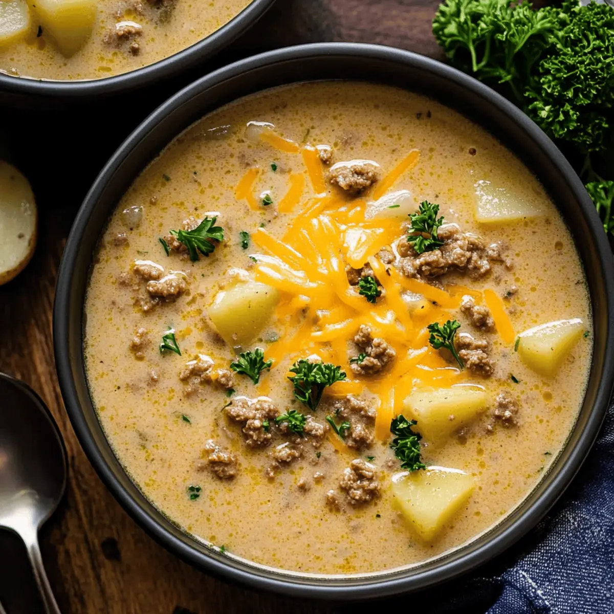 Cheesy Beef and Potato Soup