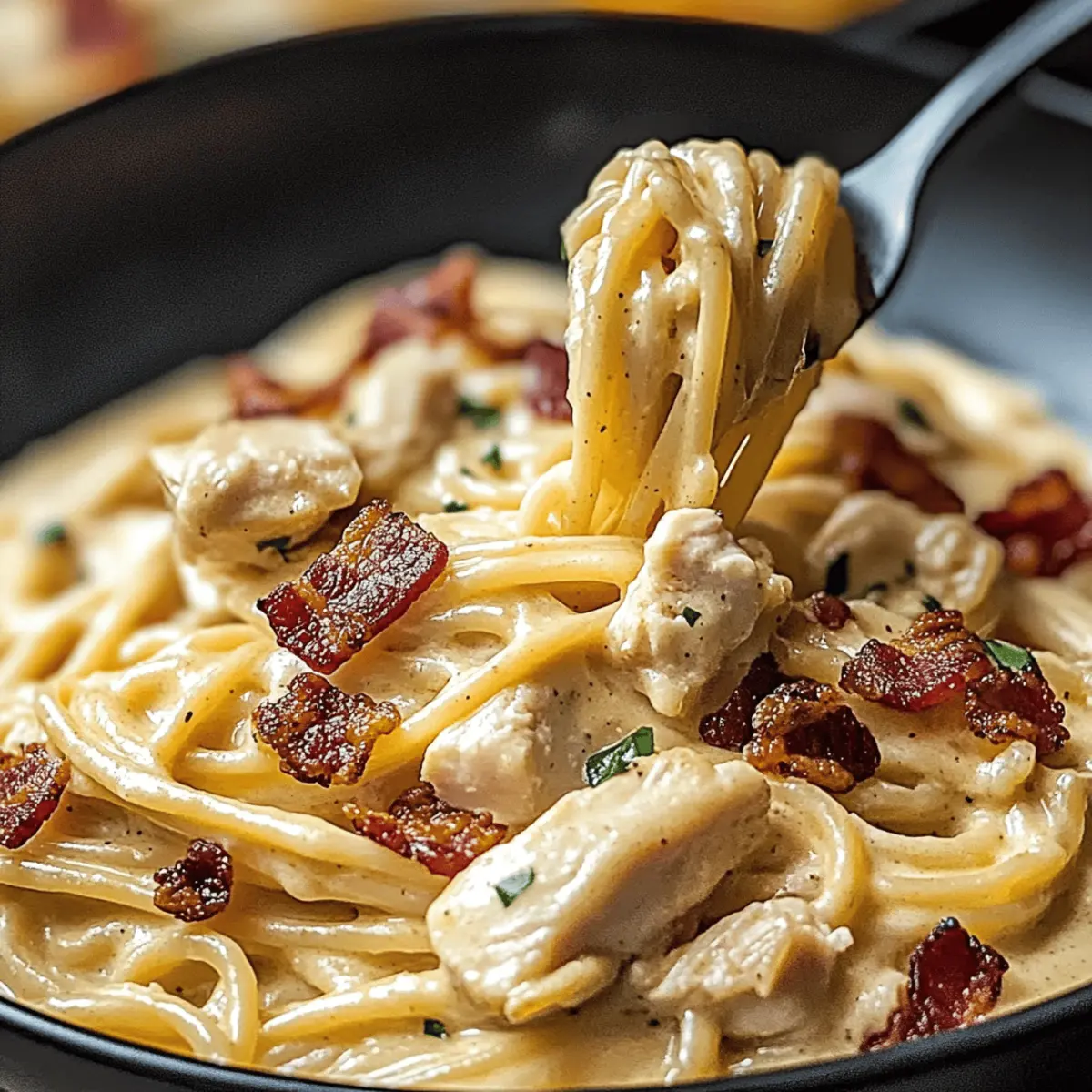 Creamy Carbonara with Crispy Chicken & Bacon