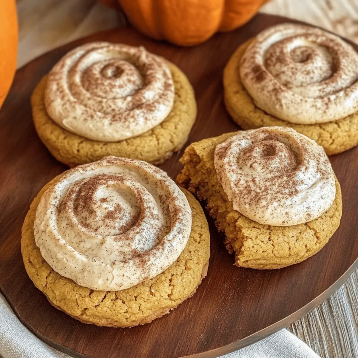 Soft Pumpkin Cookies with Cinnamon Frosting