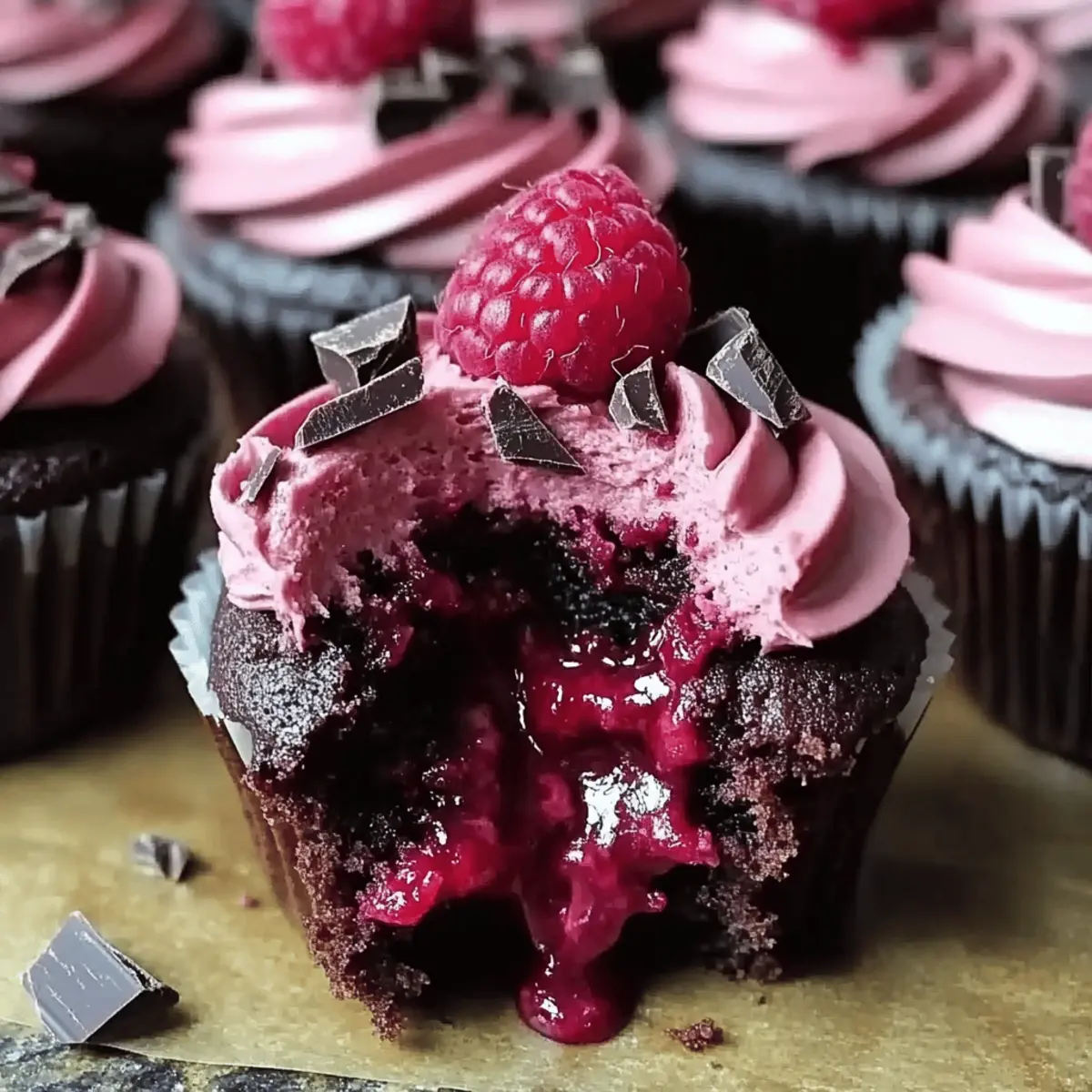 Raspberry Chocolate Lava Cupcakes