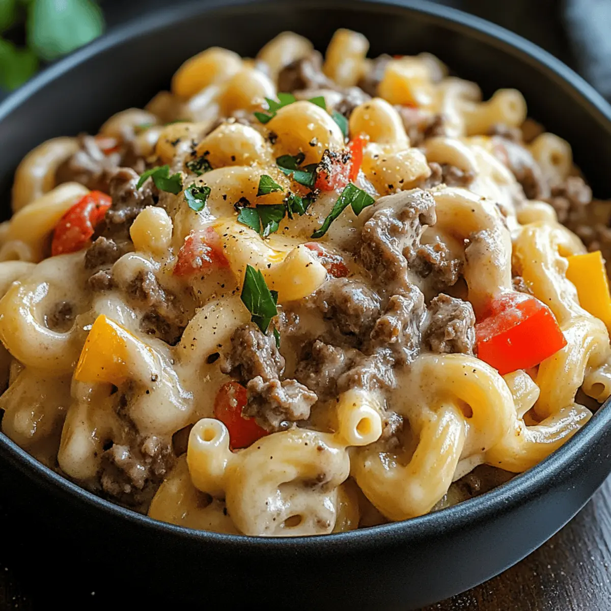Creamy Philly Cheesesteak Mac & Cheese