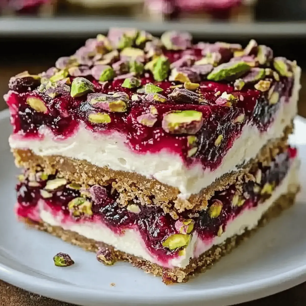 Cherry Pistachio Cheesecake Bars