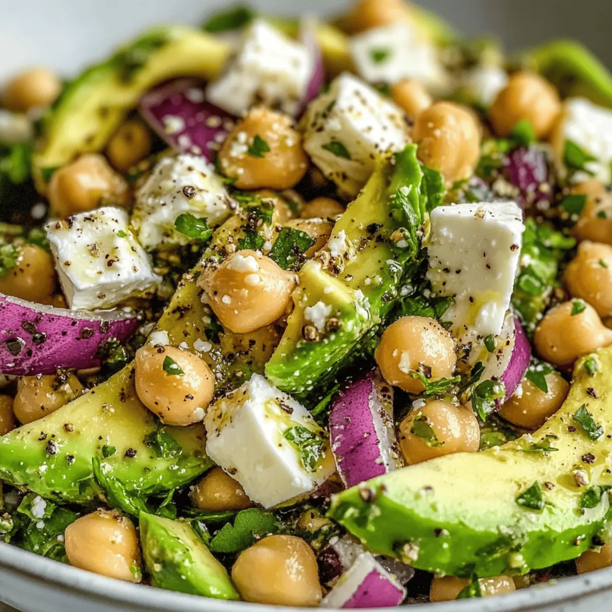 Chickpea Feta Avocado Salad