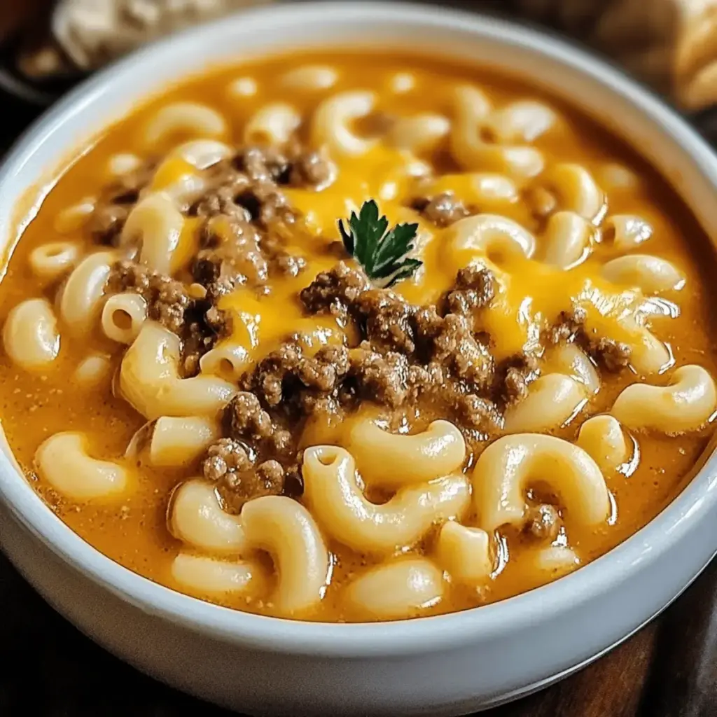 One-Pot Macaroni Cheeseburger Soup