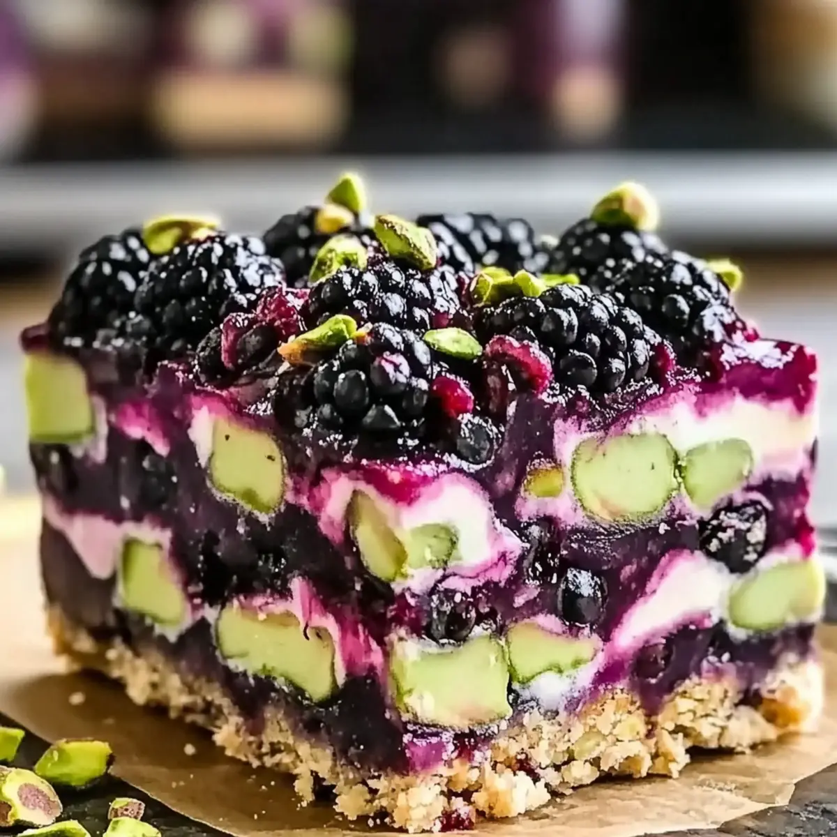 Blackberry Pistachio Dream Bars