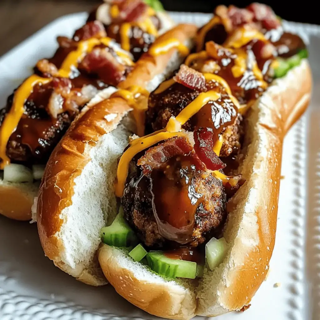Bourbon BBQ Bacon Cheeseburger Meatball Subs