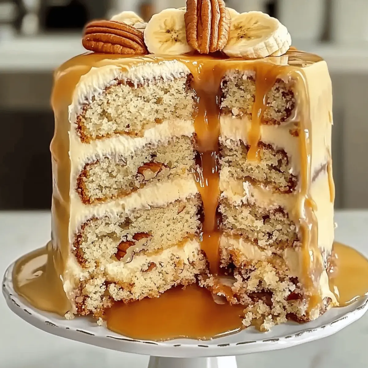 Banana Pecan Caramel Cake