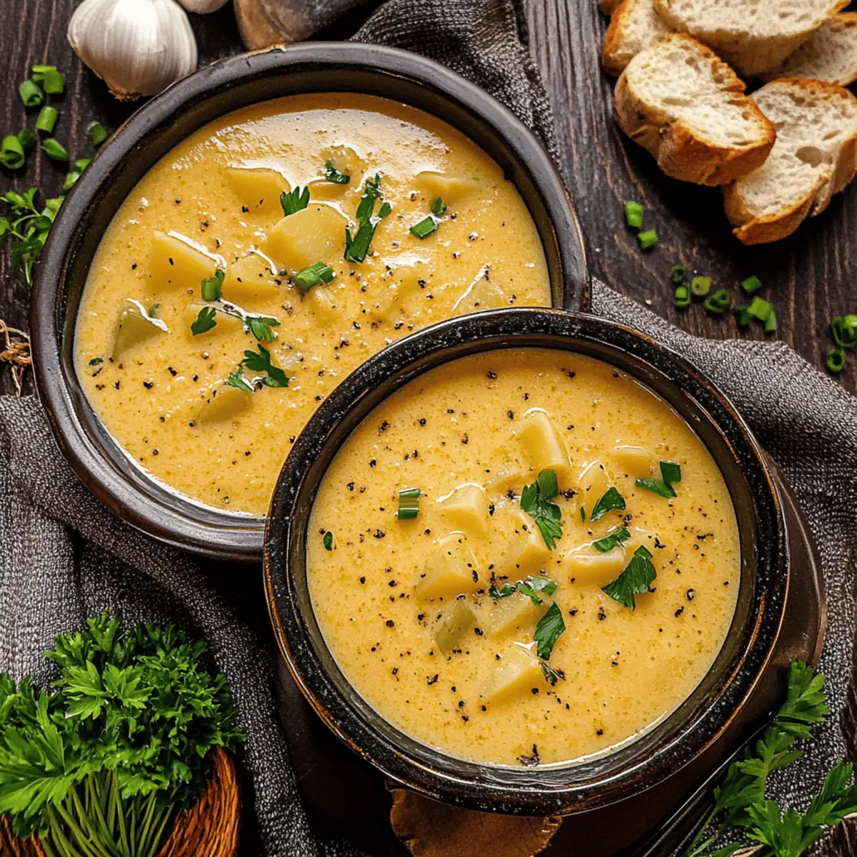 Hearty Cheddar Garlic Herb Potato Soup