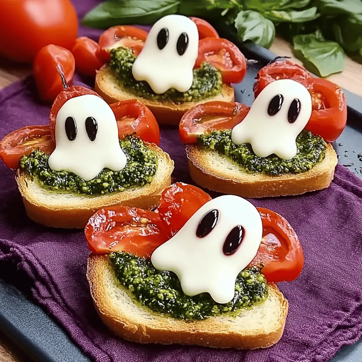 Caprese Crostini Ghosts