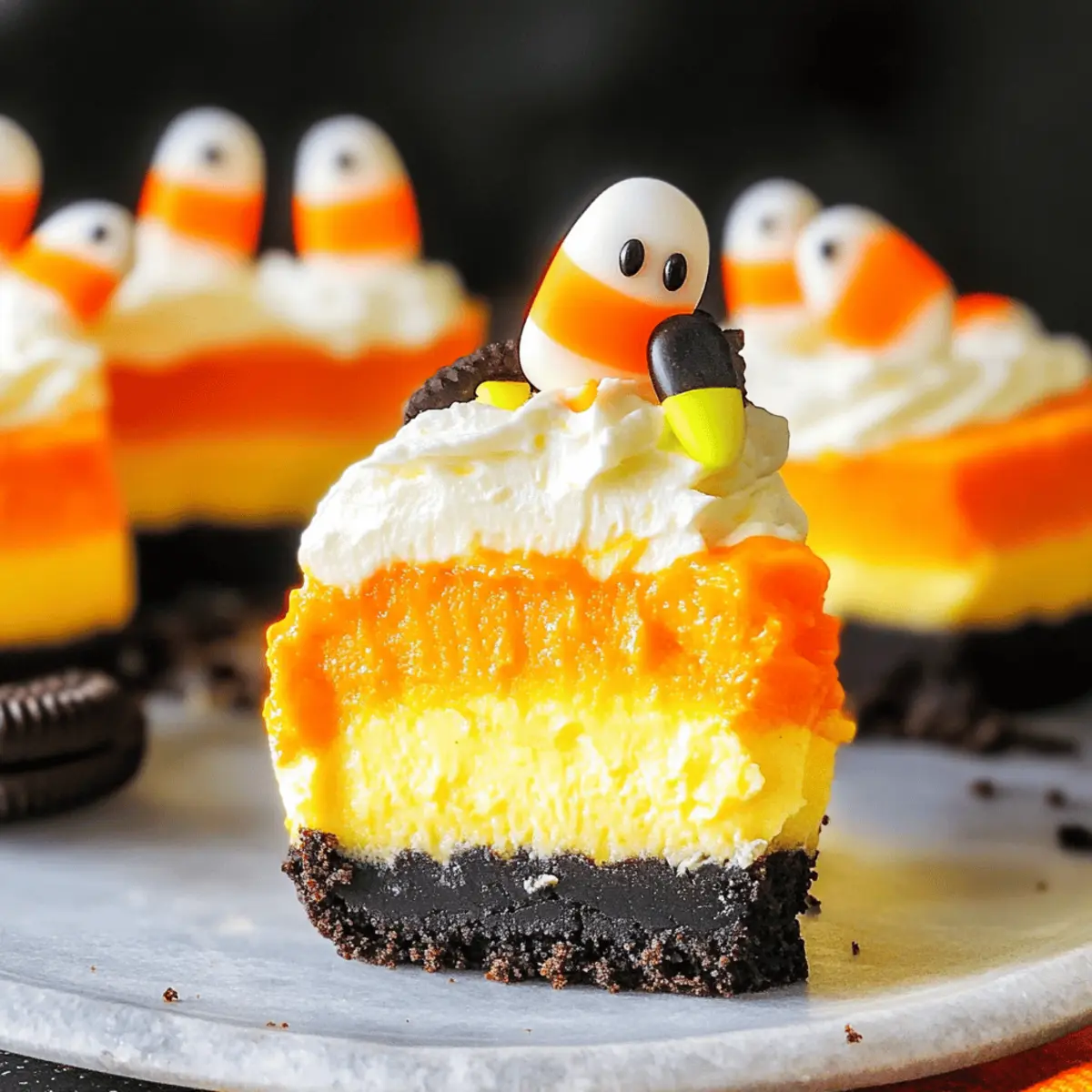 Mini Candy Corn Cheesecakes
