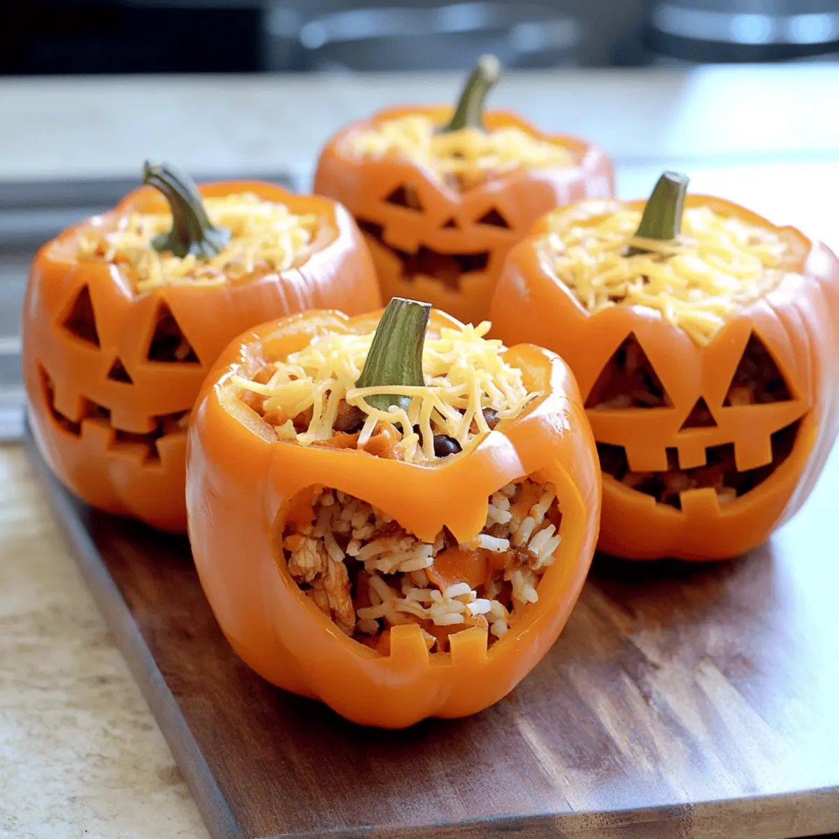 SHREDDED CHICKEN & RICE STUFFED PEPPERS