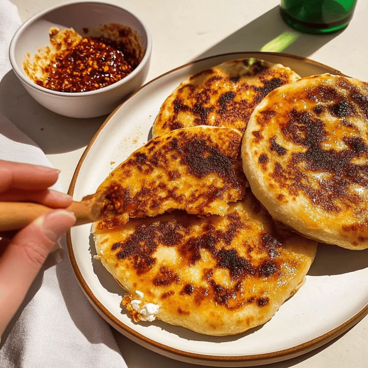 Chili Crisp Cottage Cheese Flatbreads