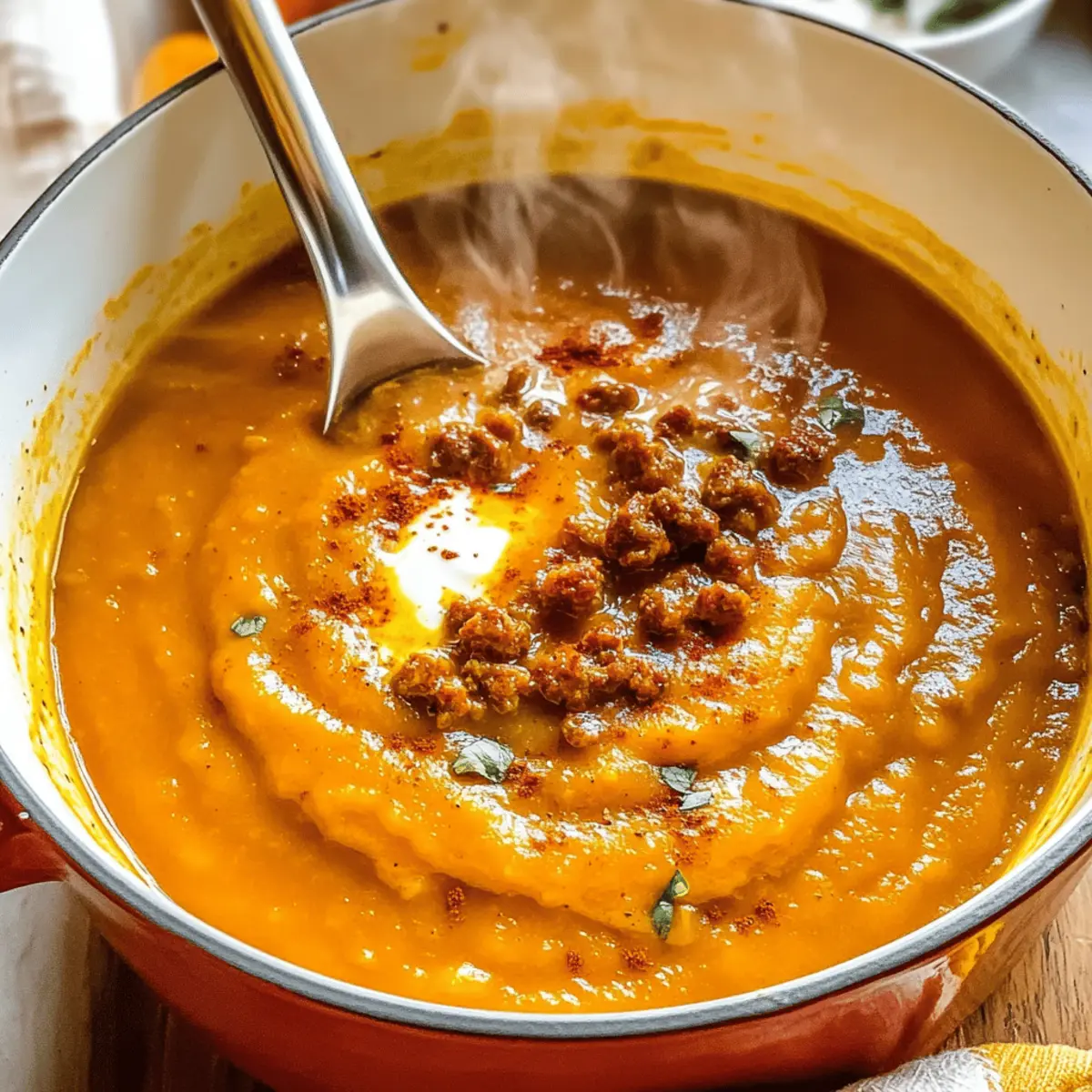 Spicy Chorizo Pumpkin Soup