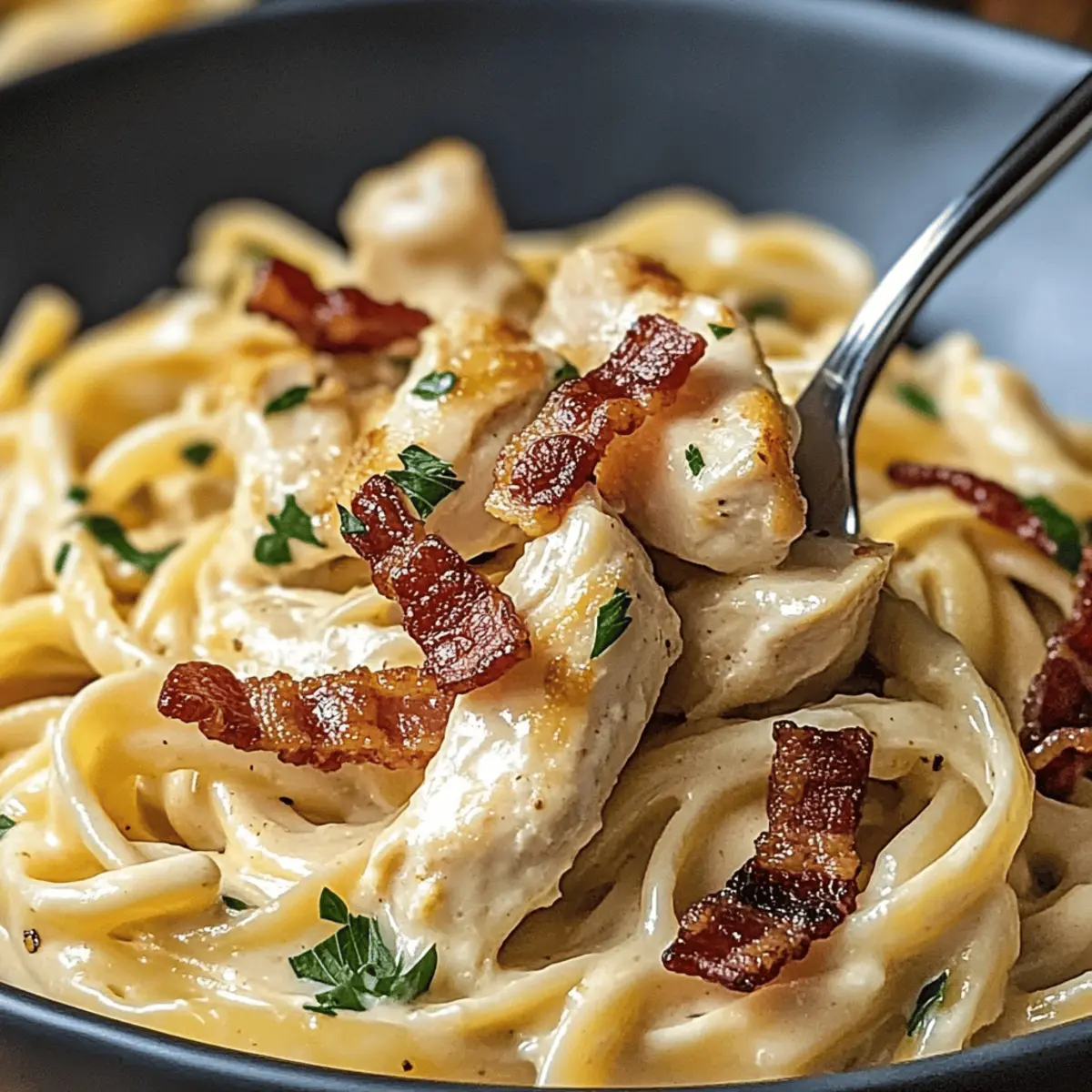 Creamy Carbonara with Crispy Chicken & Bacon
