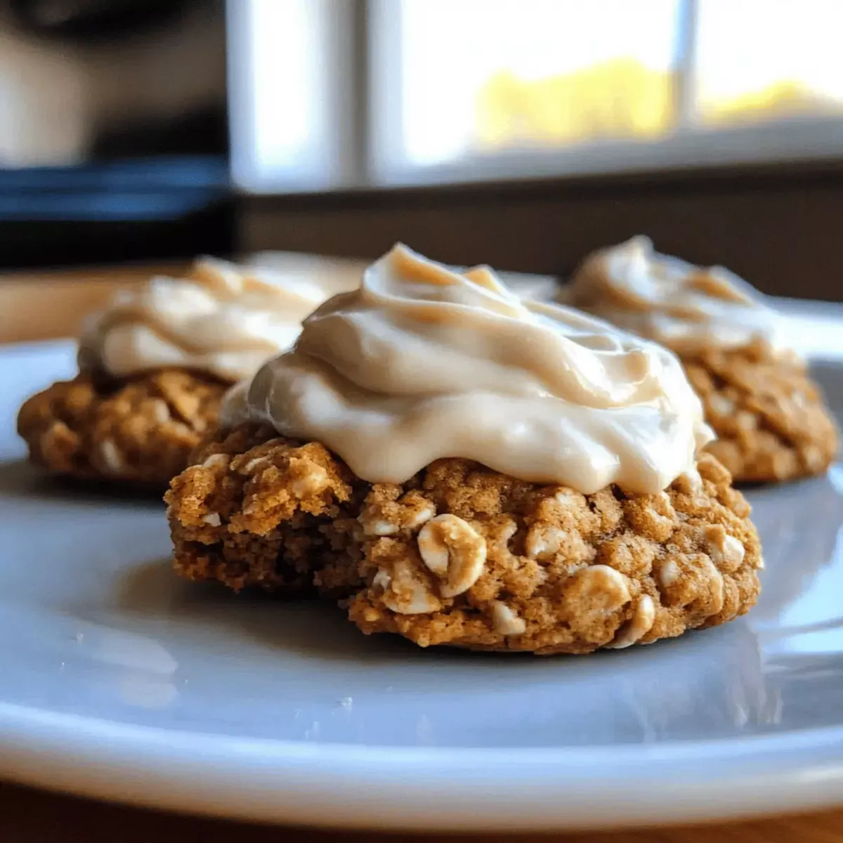 Soft Chewy Pumpkin Oatmeal Cookies Maple Frosting
