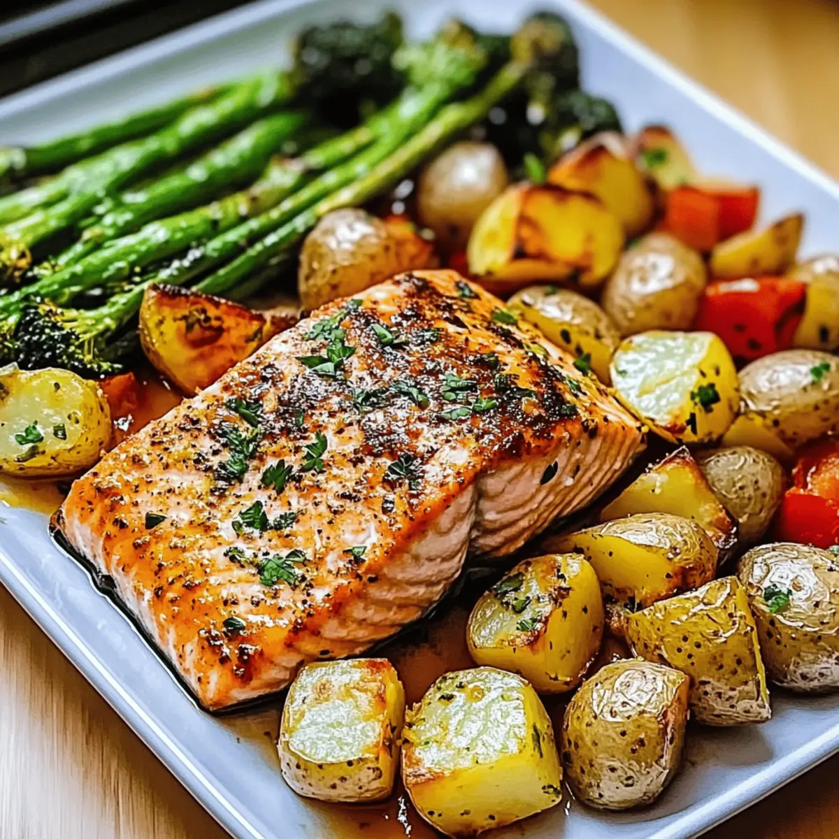 Sheetpan Salmon and Potatoes With Veggies