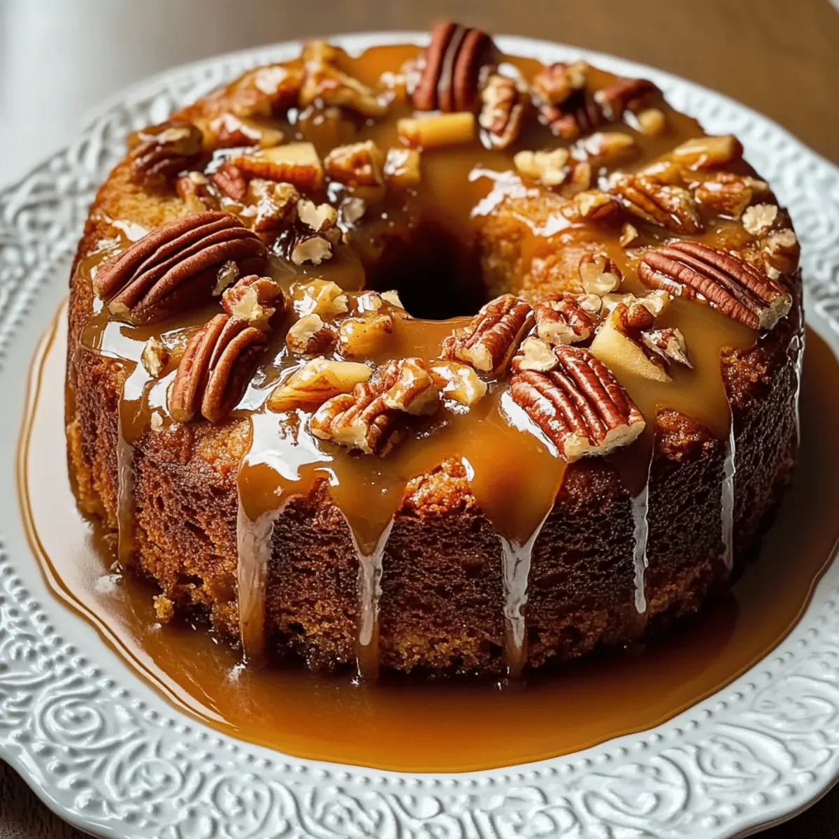Apple Pecan Cake With Caramel Glaze