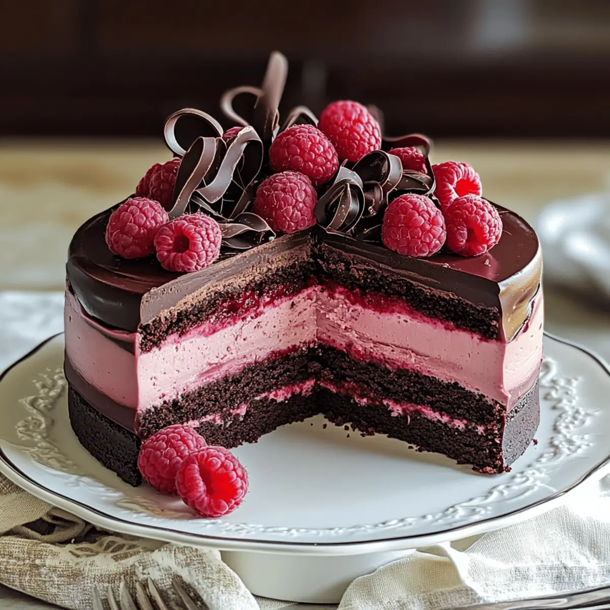 Chocolate Raspberry Mousse Cake
