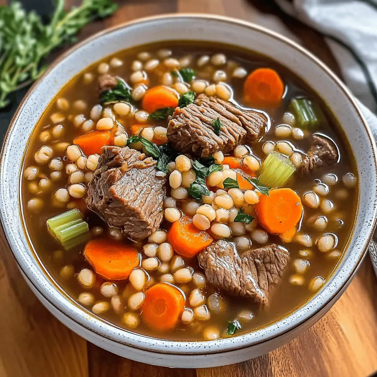 Flavor-Packed Crockpot Beef Barley Soup