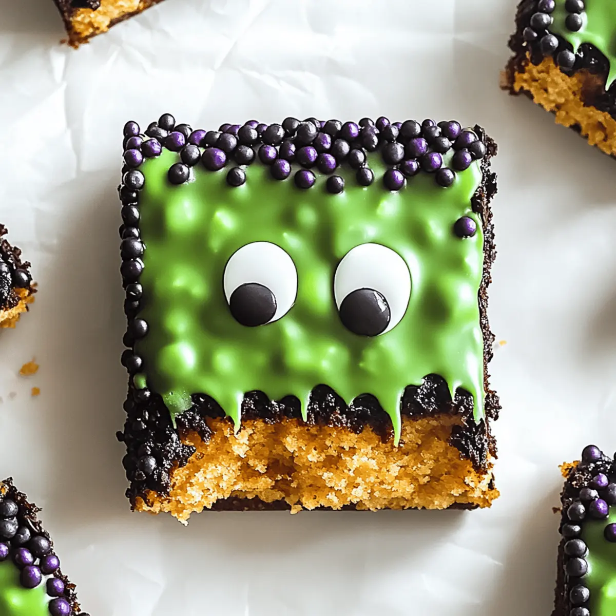 Frankenstein Rice Krispie Bars