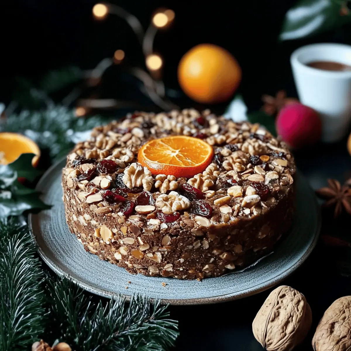 Fruit and Nut Cake with Orange Cardamom Cashew Cream