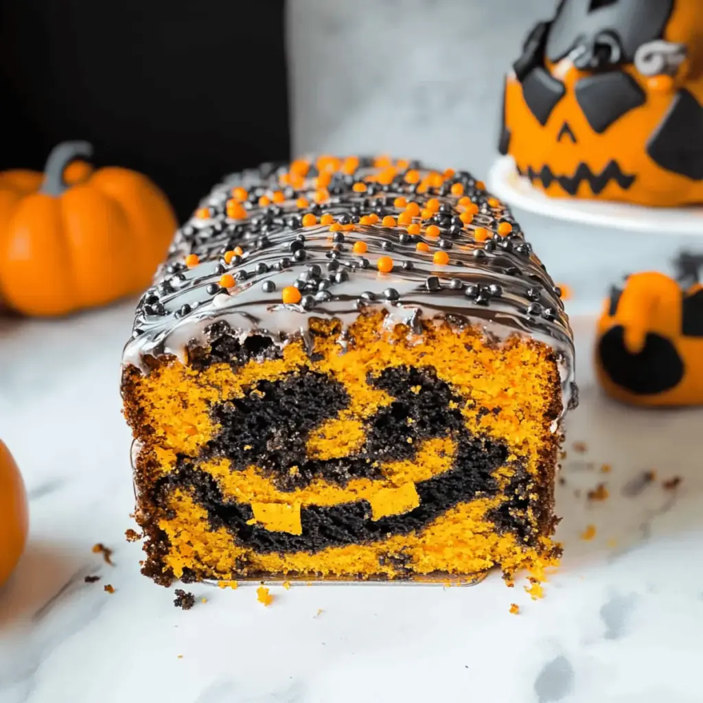 Orange and Black Halloween Marble Cake