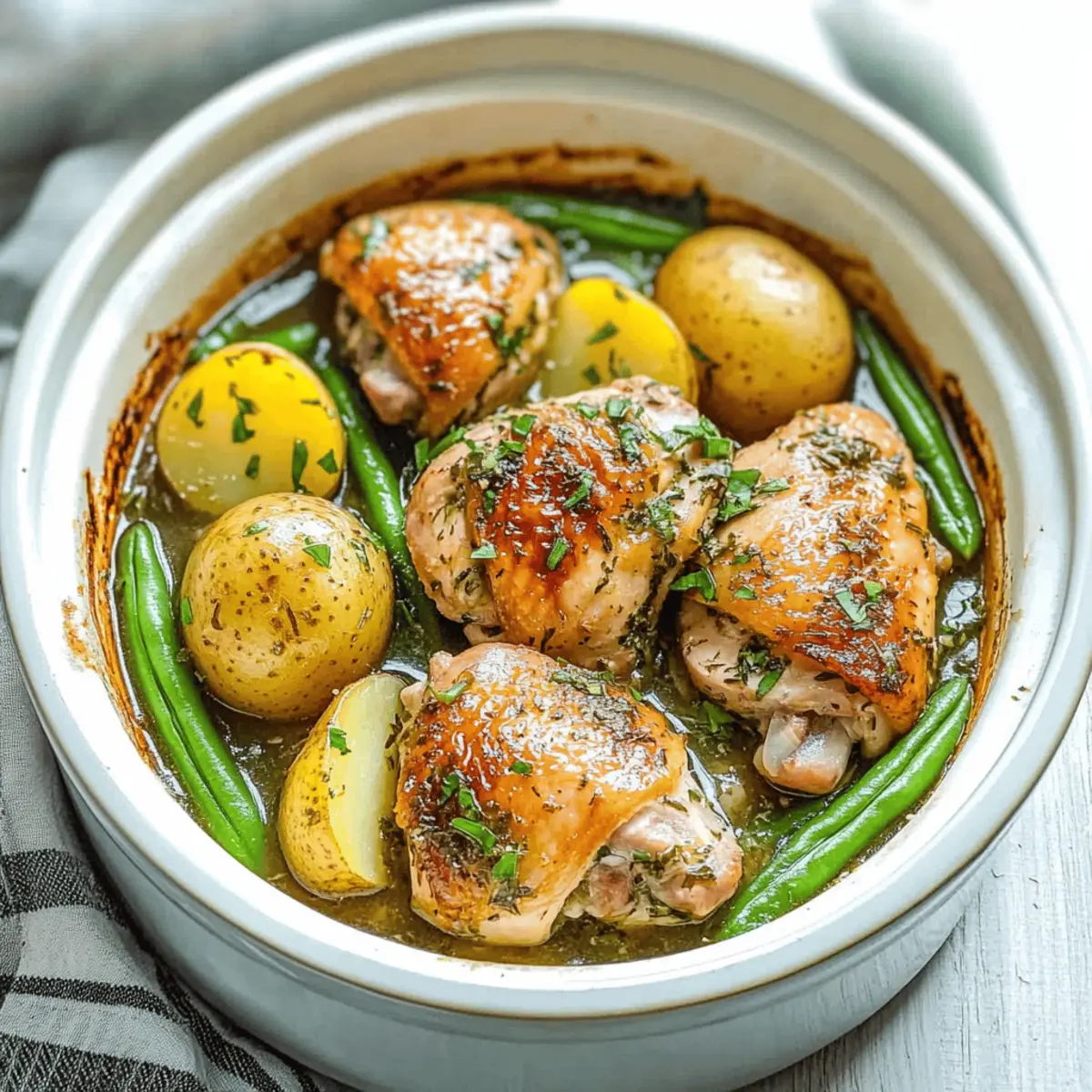 Slow Cooker Garlic Herb Chicken with Potatoes & Green Beans