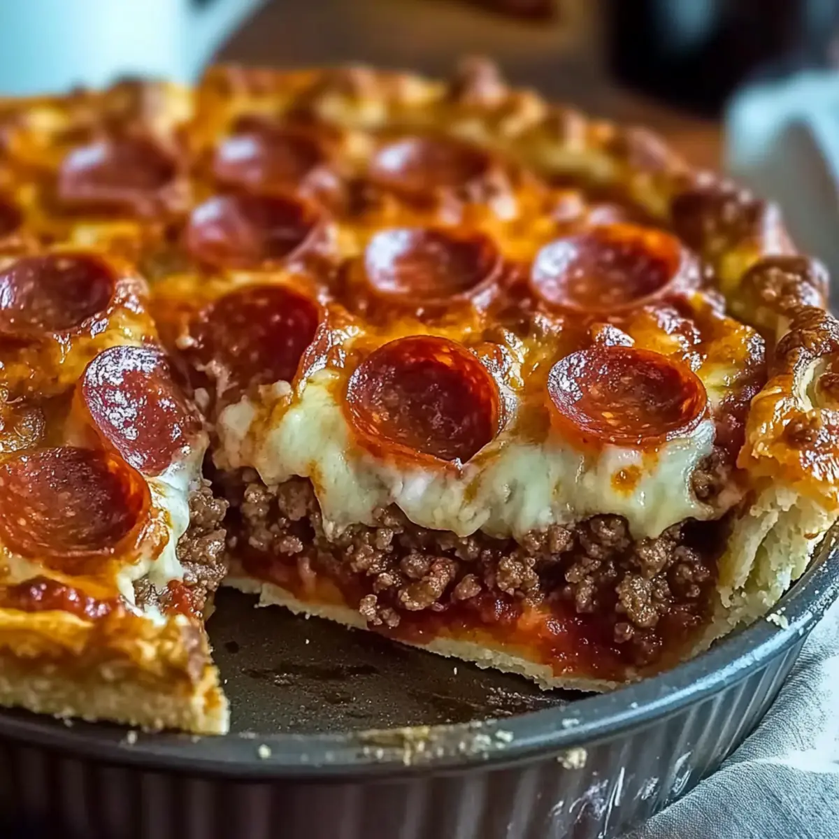 Hamburger Sausage & Pepperoni Pie