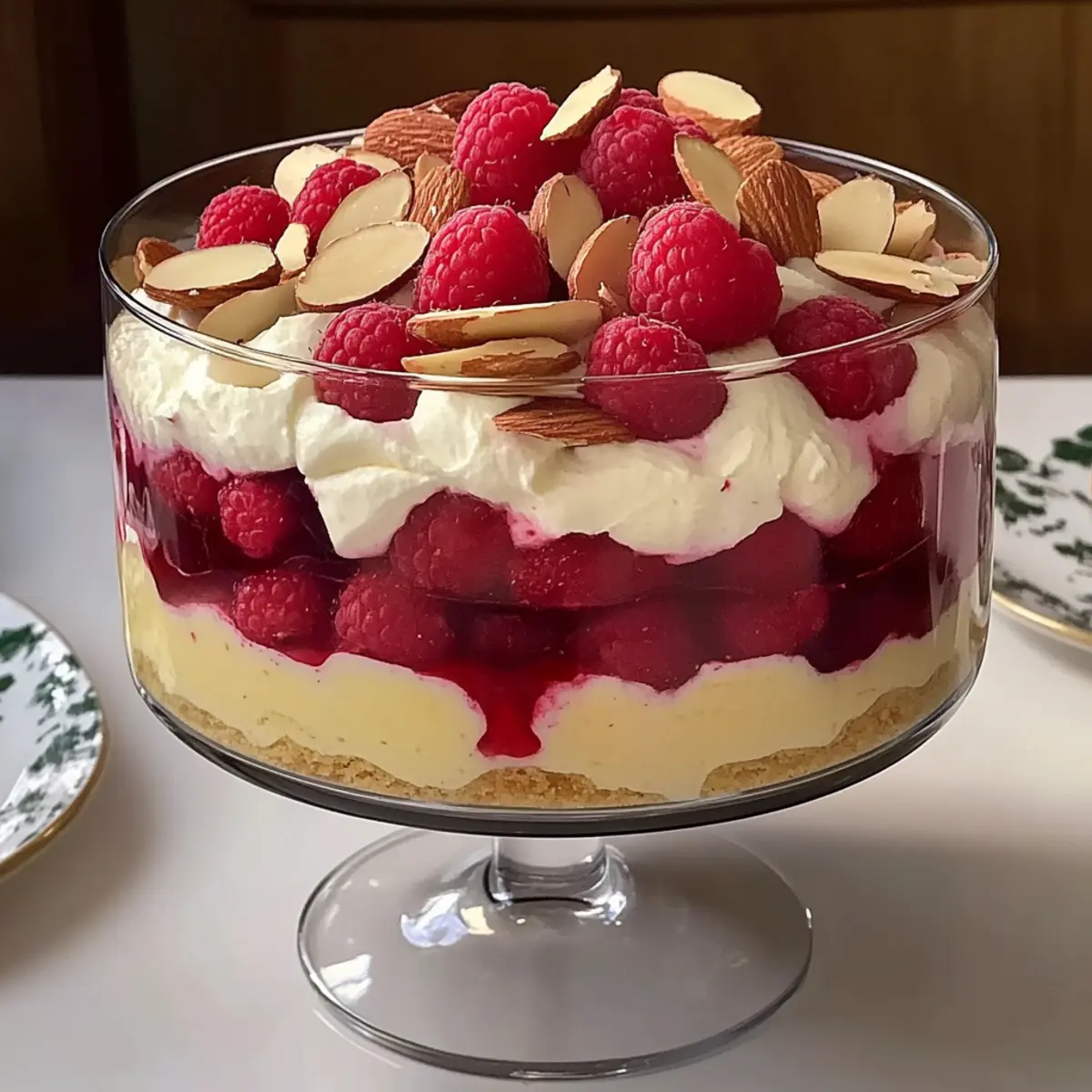 Raspberry and almond trifle