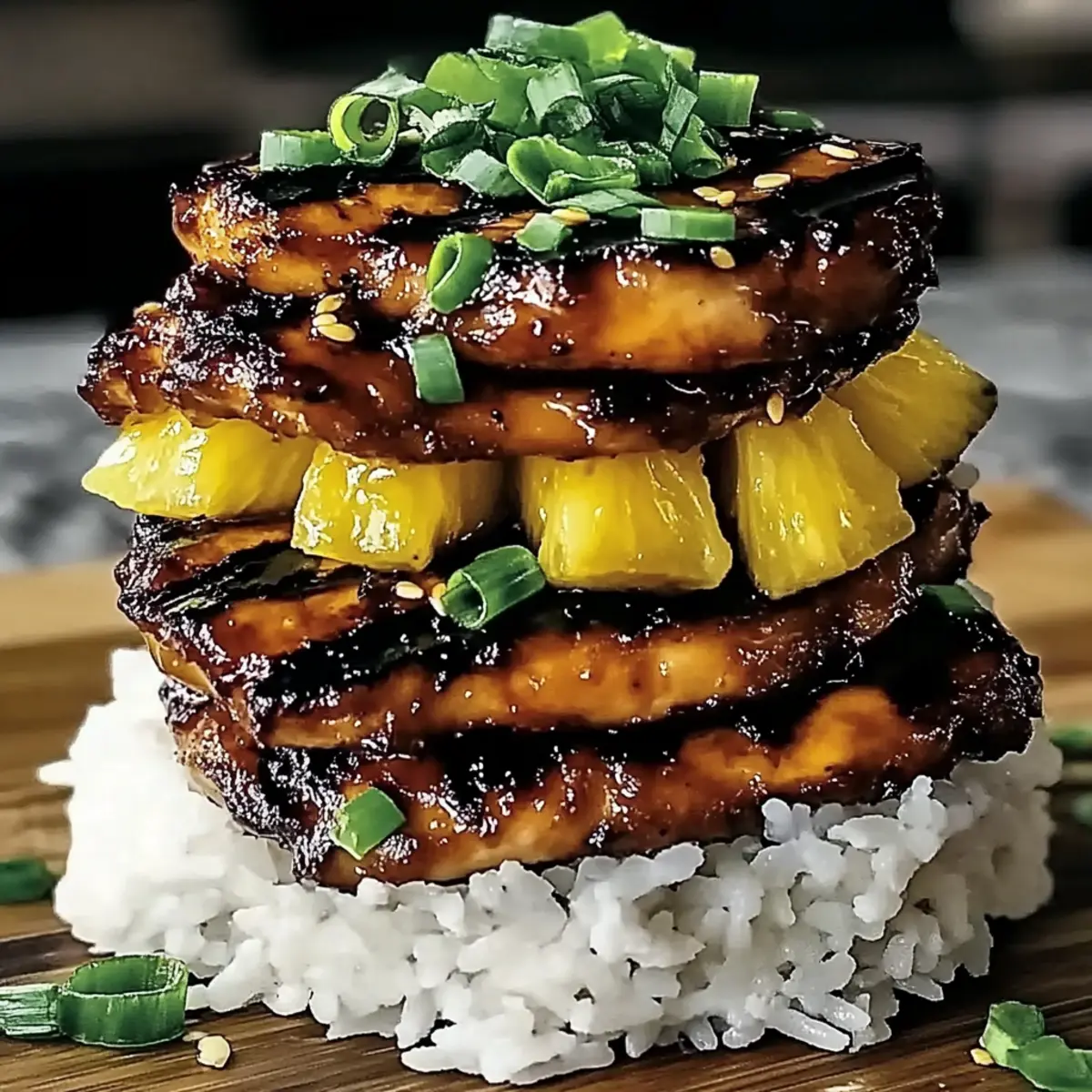 Hawaiian Huli Huli Chicken Stack