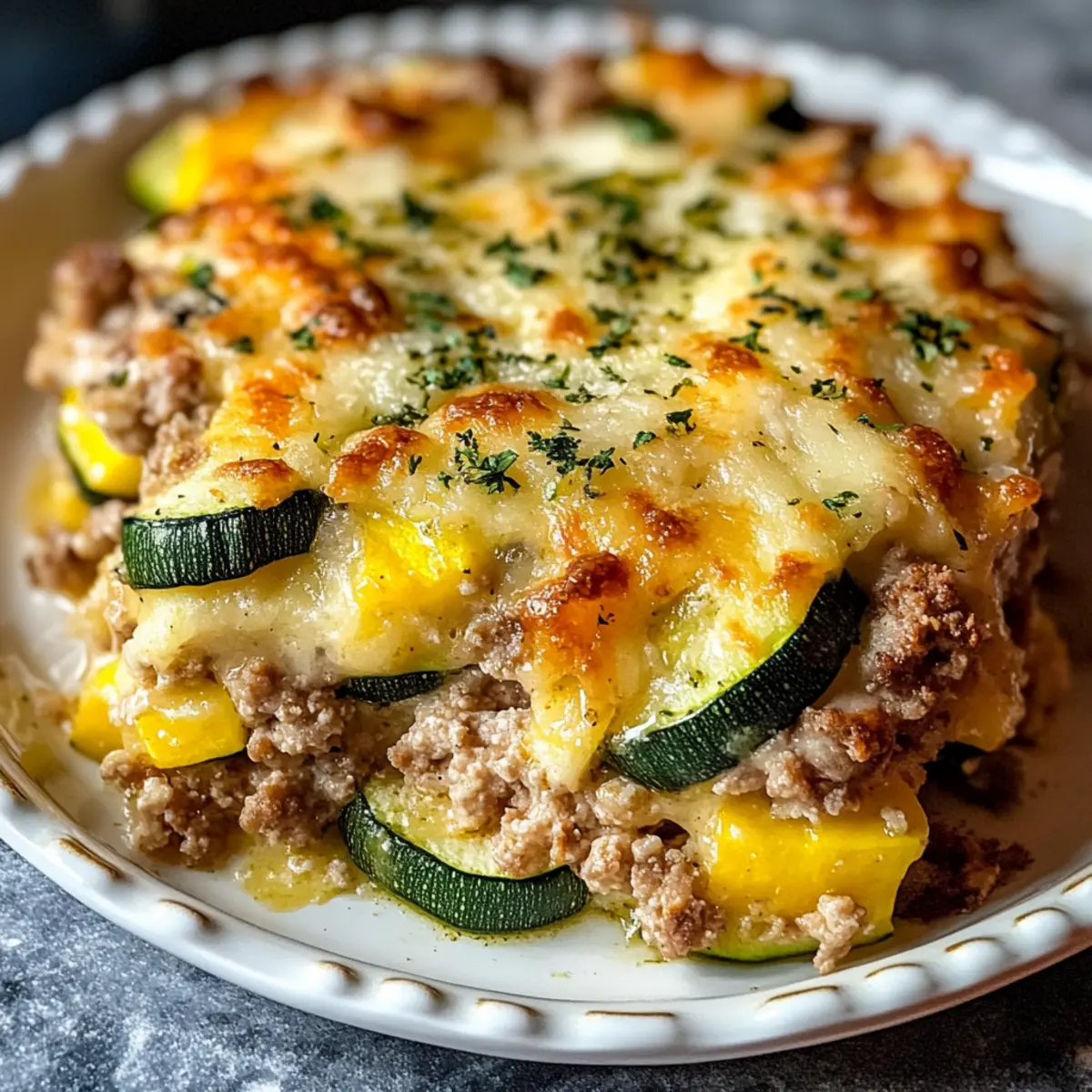 Savory Ground Turkey Zucchini Casserole