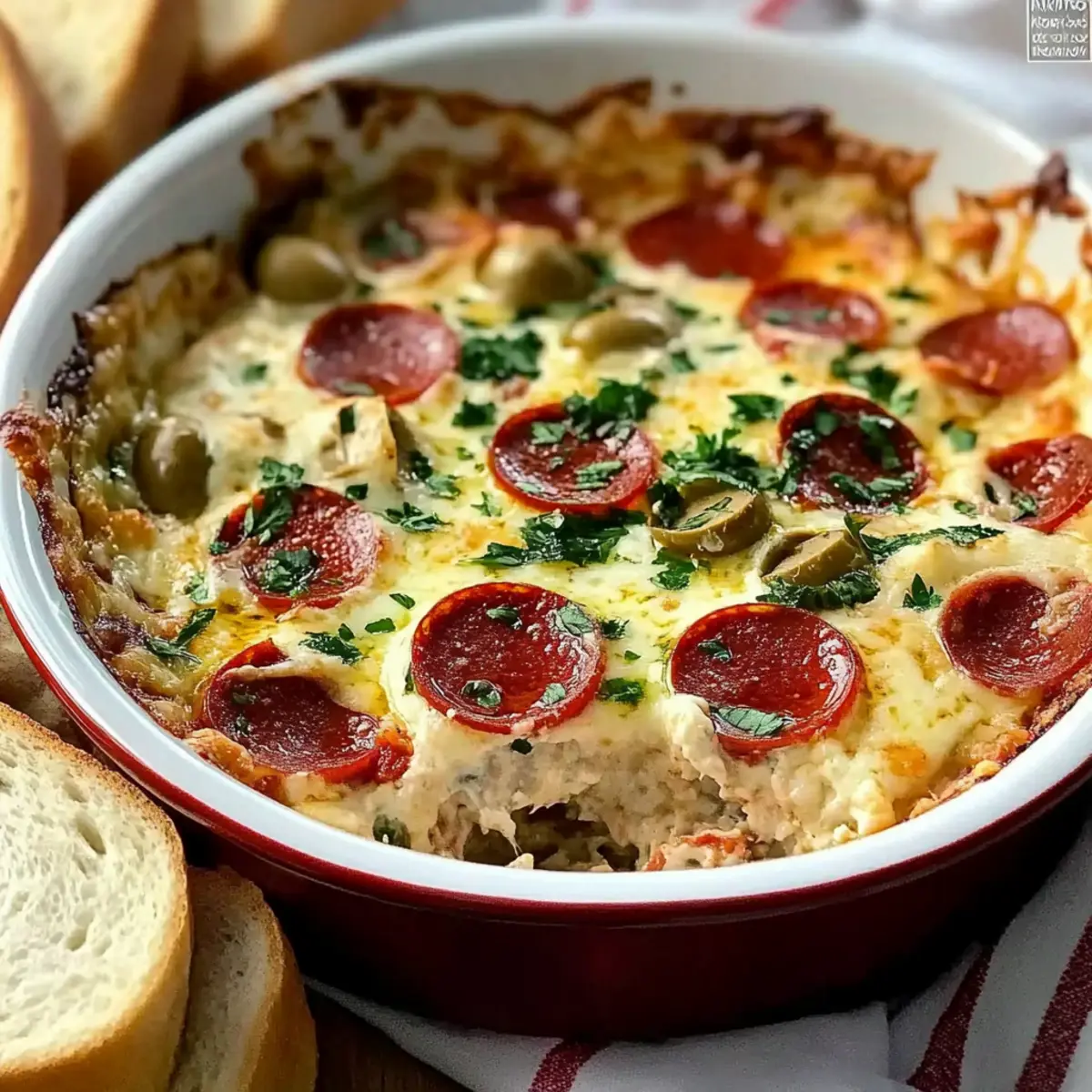 Hot Pepperoni Muffuletta Dip
