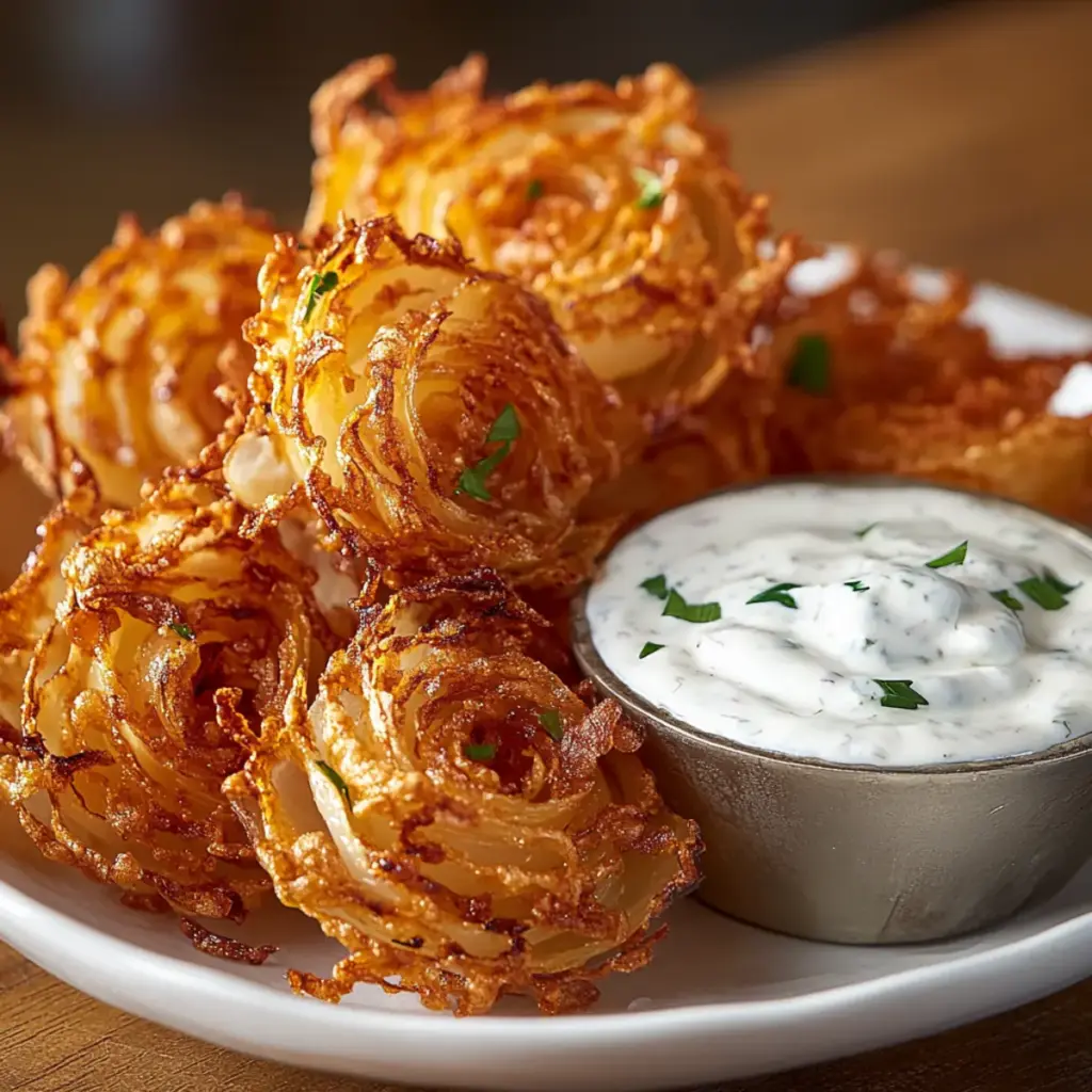 Crispy Mini Bloomin’ Onions with Creamy Buttermilk Ranch Dip