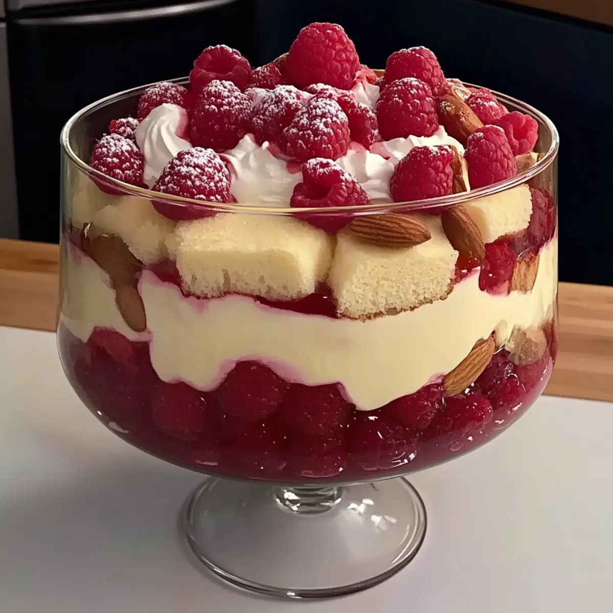 Raspberry and almond trifle