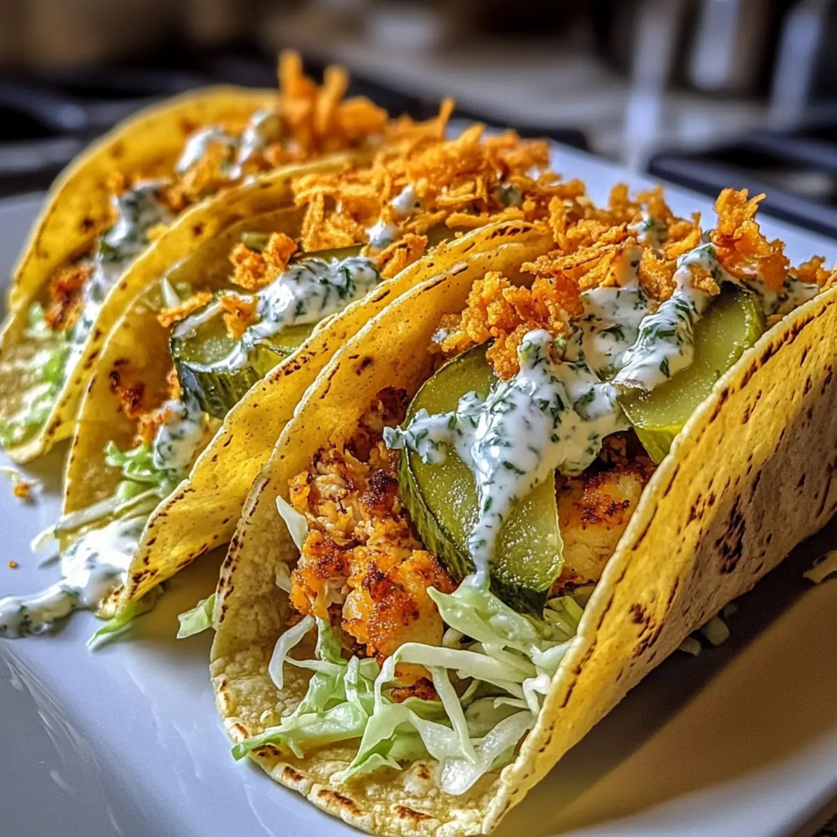 Dill Pickle Ranch Smash Chicken Tacos