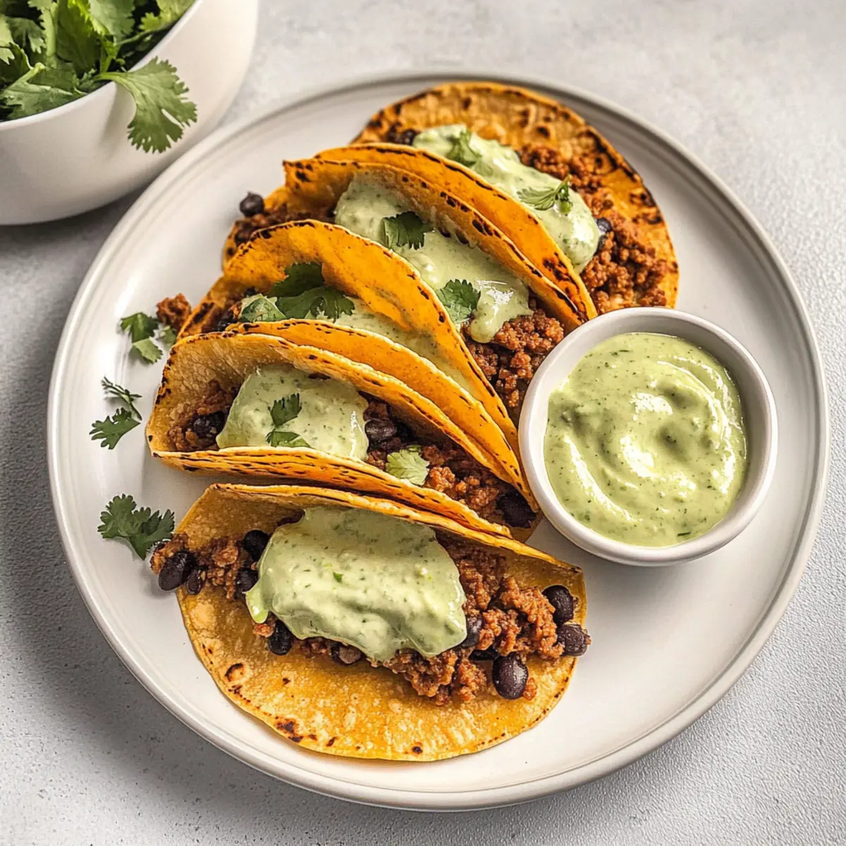 Crispy Baked Ground Turkey Tacos with Avocado Sauce