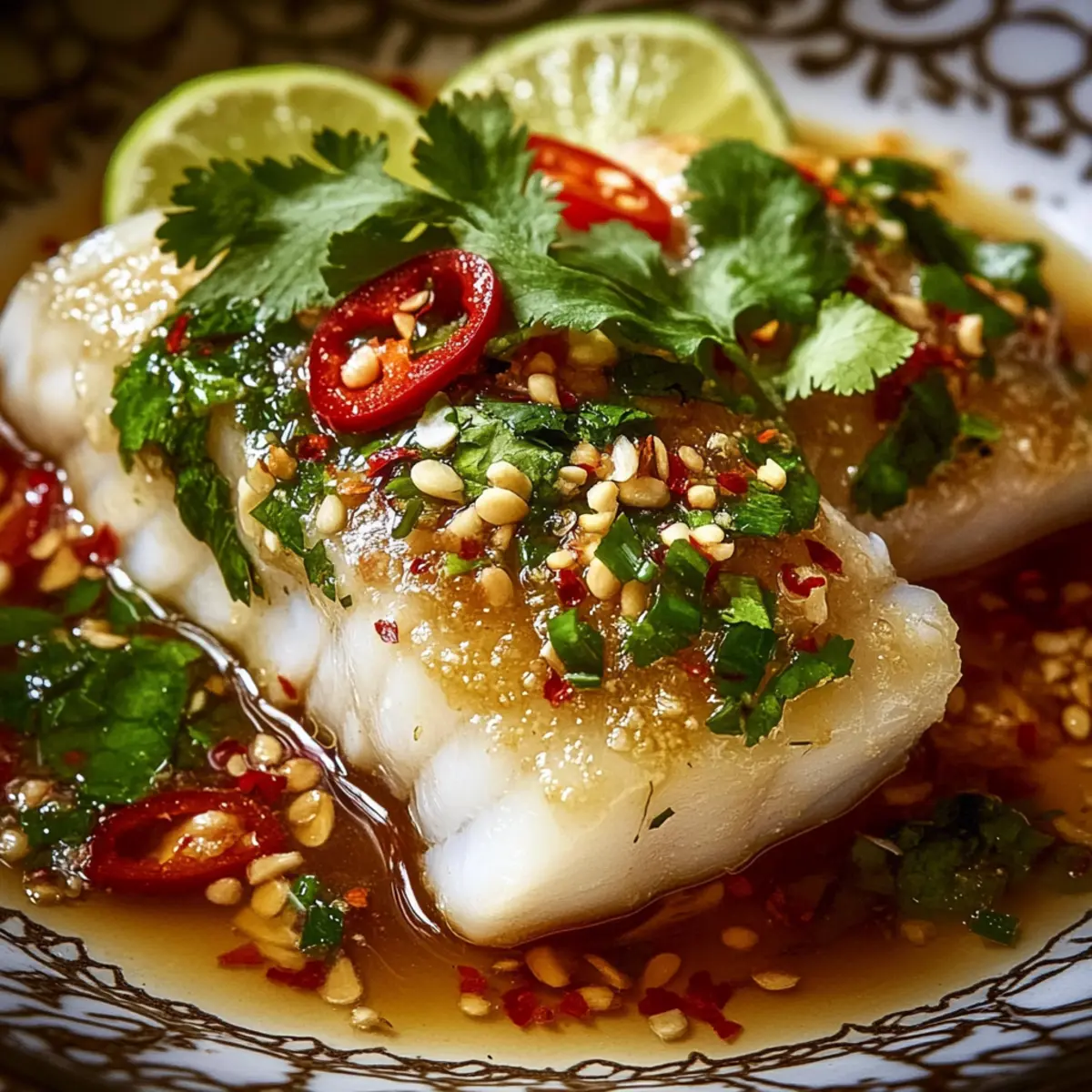 Lime Garlic Steamed Fish