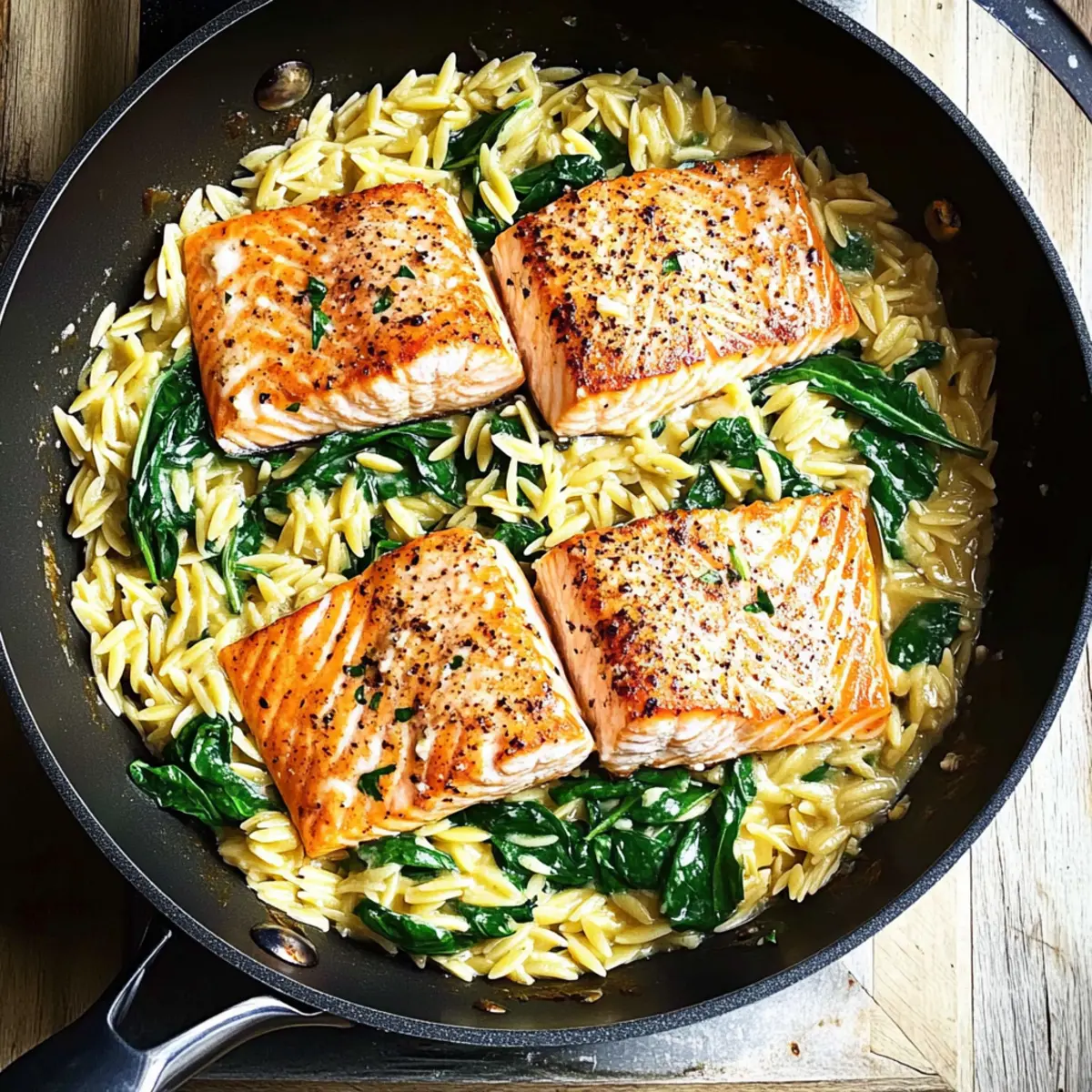 Skillet Salmon with Lemon Orzo