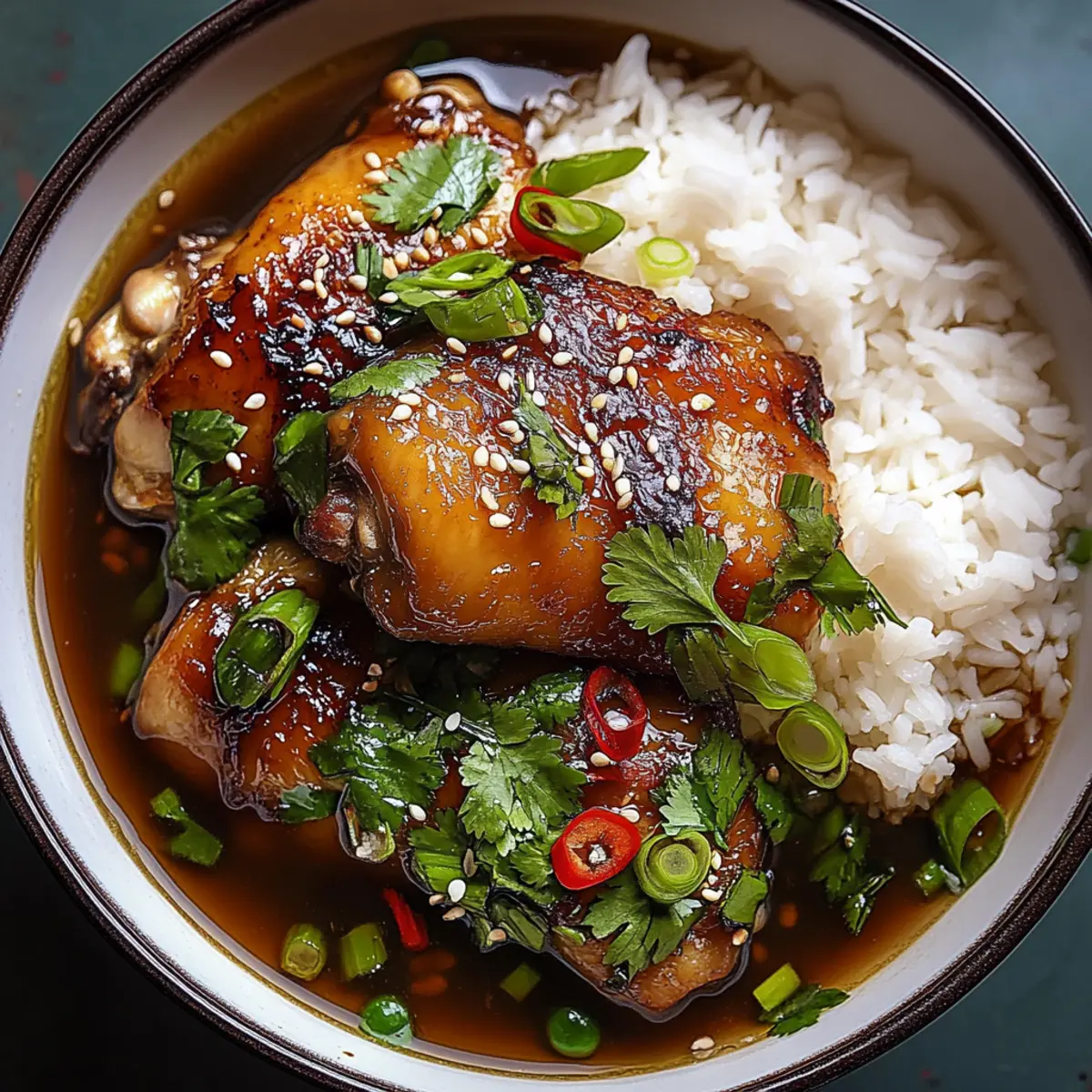 Chicken in Garlic Ginger Broth with Rice