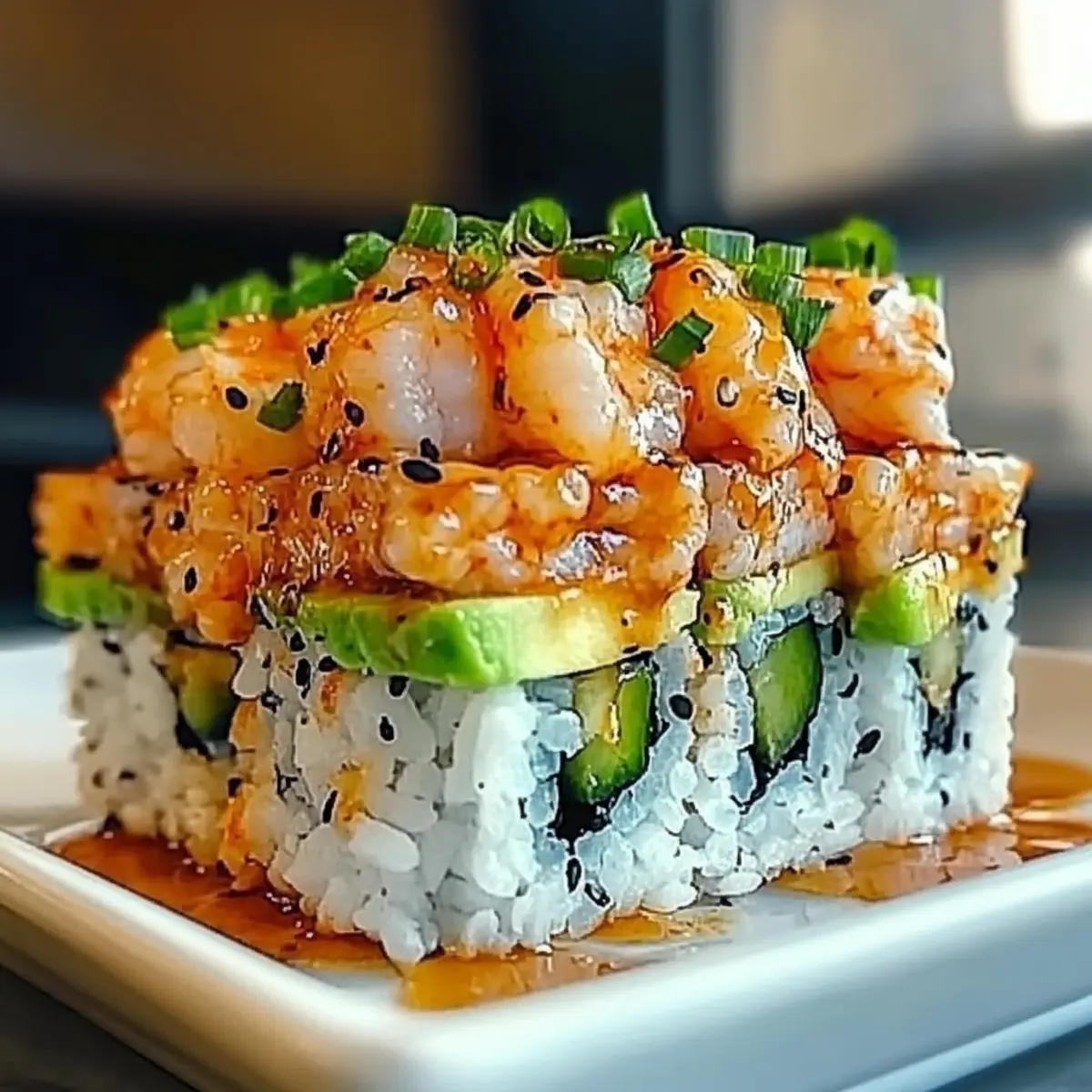 Spicy Shrimp Sushi Stacks