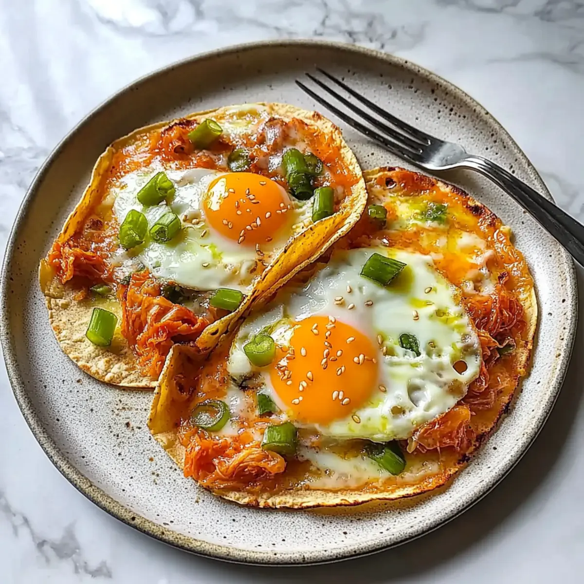Kimchi Cheddar Tortilla Eggs