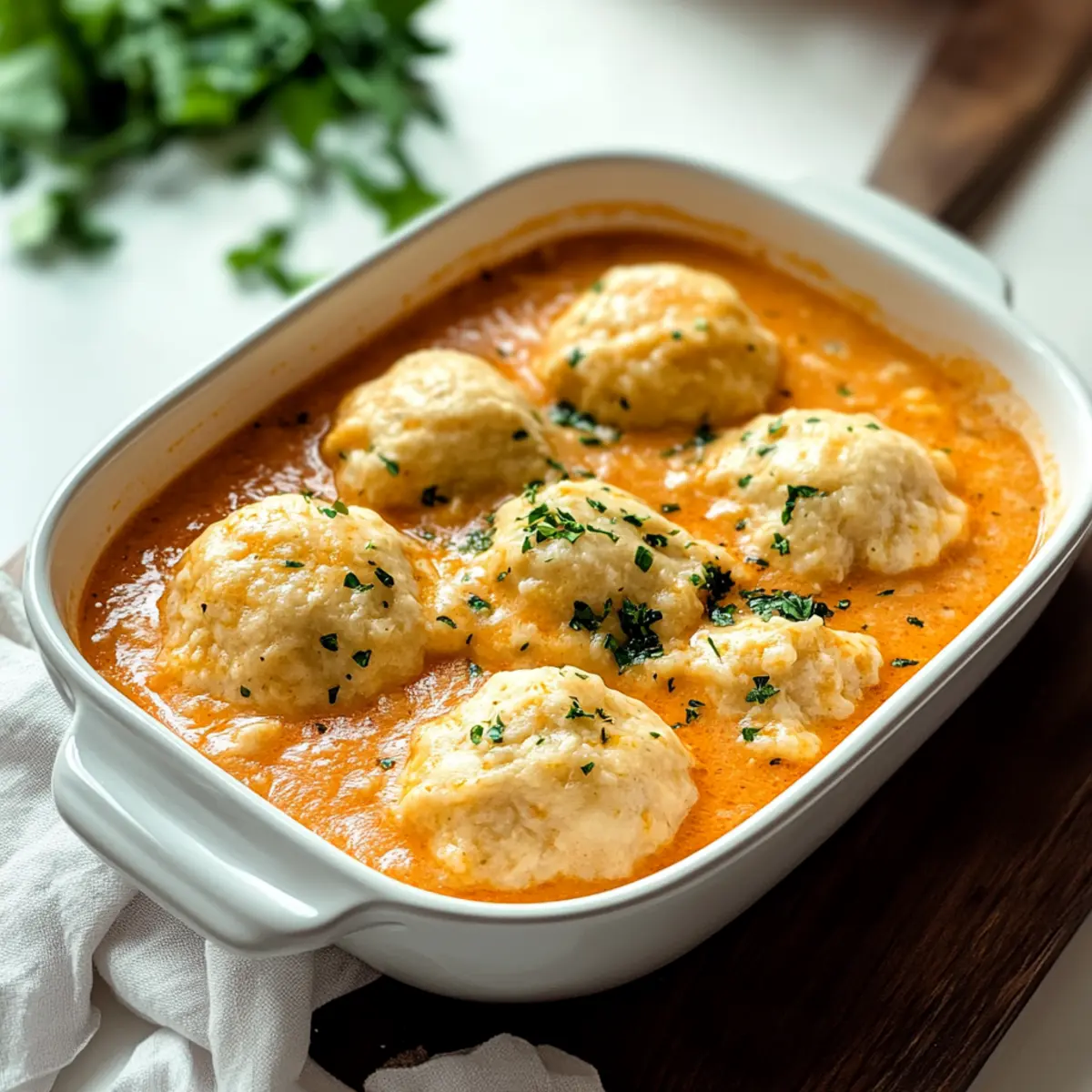 Tomato Soup with Cheddar Bay Dumplings